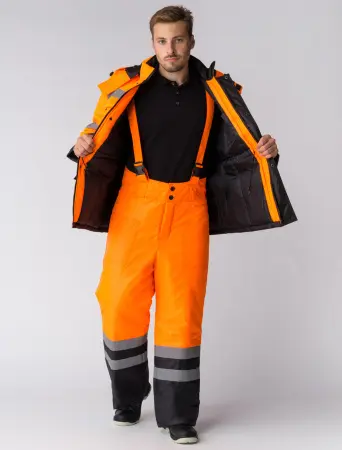 Костюм ДОРОЖНИК зимний с БР (оранжевый/черный)