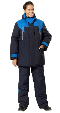 Костюм ЛАВИНА Таслан женский зимний с ПК (т.синий/васильковый)