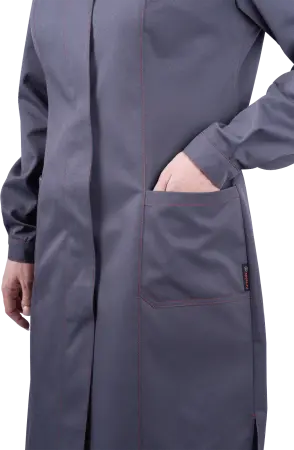 Халат КМ-10 ЛЮКС женский (серый/красный)