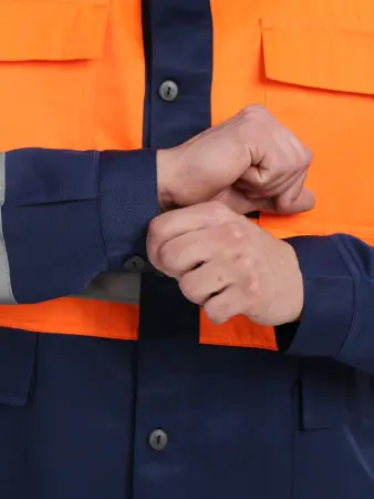 Костюм ДОРОЖНИК комбинированный с ПК (оранжевый/т.синий)