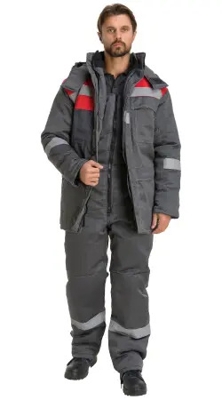 Костюм RONTA KS241 зимний с ПК (т.серый/красный)