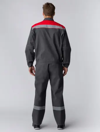 Костюм ЛИПЕЦК-1 СОП с БР тк.Смесовая 260 (т.серый/красный)