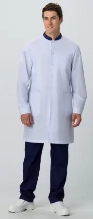 Халат СИМПЛ-001 MEDLINE (белый/т.синий) мужские медицинские