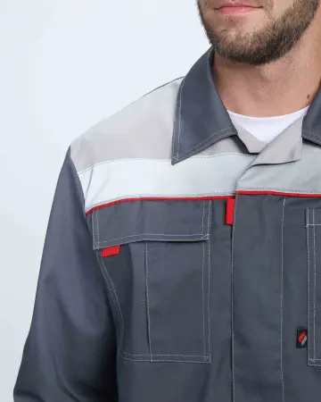 Костюм ФЛОФТ-1 ПРЕМИУМ СОП UZ с БР (т.серый/серый/красный)