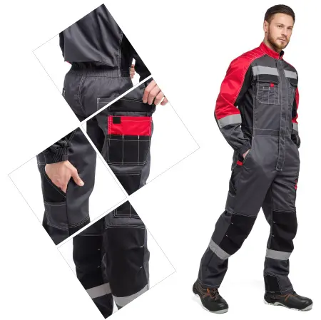 Комбинезон ФОРМУЛА с СОП (т.серый/красный/черный)