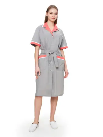 Халат ПРИБОЙ женский (св.серый/коралловый/белый)