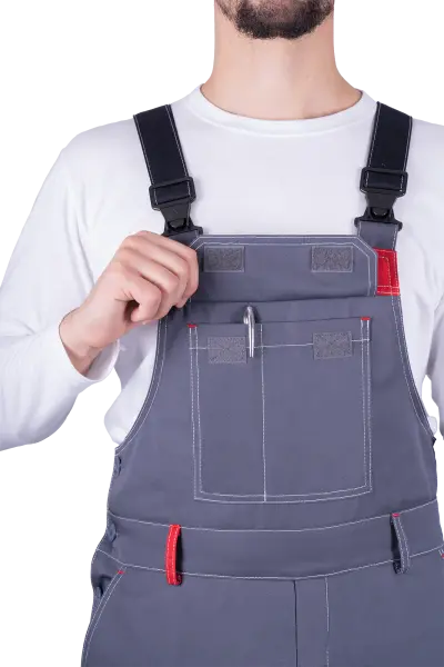 Полукомбинезон ТУРБО SAFETY (серый/чёрный/красный)