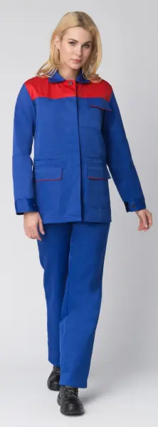Костюм NEW женский с БР (васильковый/красный) Костюм NEW женский с БР (васильковый/красный)
