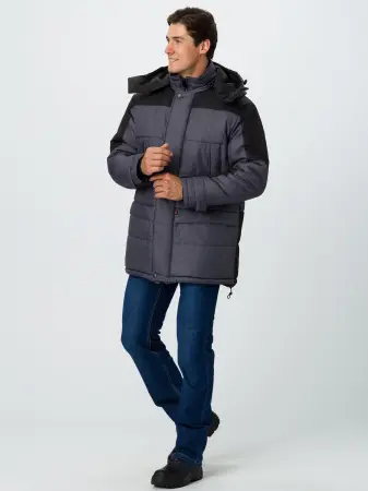 Куртка ПРЕМИУМ зимняя (т.серый меланж/черный)