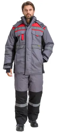 Куртка RONTA KR581 зимняя с СОП (т.серый/красный/черный)