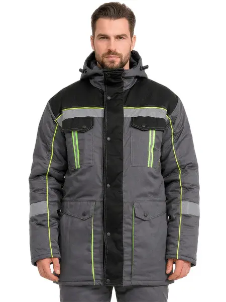 Костюм RONTA KS580 зимний с ПК (т.серый/черный/лайм)