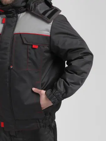 Куртка ФЛОФТ ПРЕМИУМ зимняя укороченная (т.серый/св.серый/красный) Куртка ФЛОФТ ПРЕМИУМ зимняя укороченная (т.серый/св.серый/красный)