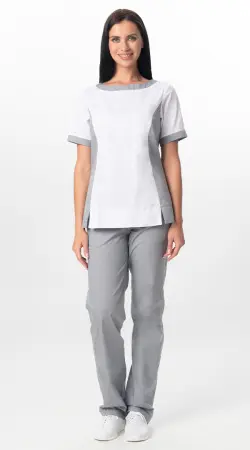 Костюм ГРАЦИЯ женский с БР (серый/белый) женские медицинские