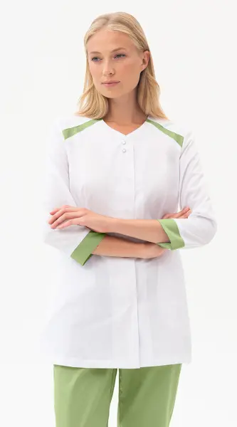 Костюм МИРАЖ женский с БР (белый/св.зеленый) женские медицинские