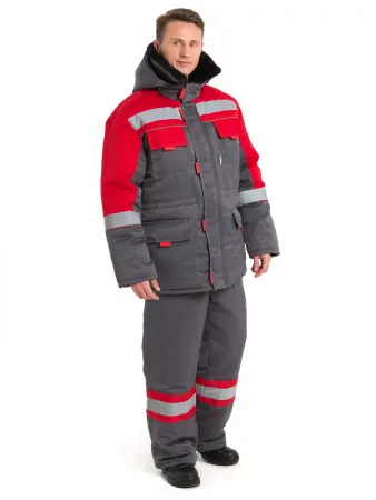 Костюм НОВА зимний с ПК (серый/красный)