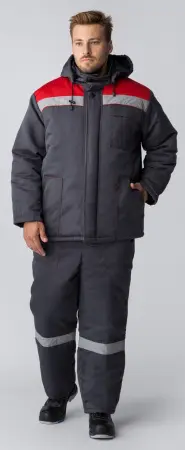 Куртка ЭКСПЕРТНЫЙ-ЛЮКС NEW зимняя (т.серый/красный)