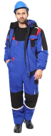 Костюм СИРИУС-СТАН зимний с ПК (васильковый/черный/красный)