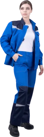 Костюм КМ-10 ЛЮКС жен. летний с БР (василек/т.синий)