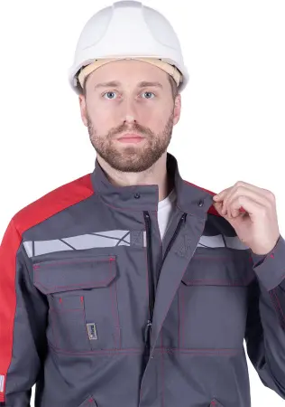 Куртка ХАЙ-ТЕК SAFETY (серый/чёрный/красный)