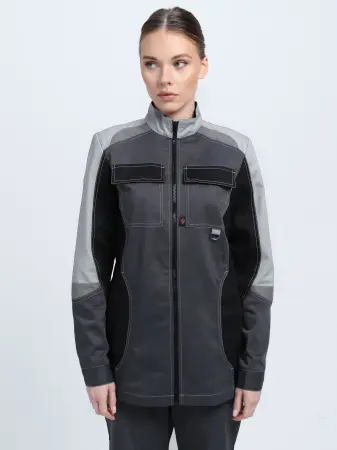 Костюм ВЕКТРОН-1 женский с БР (т.серый/св.серый/черный)