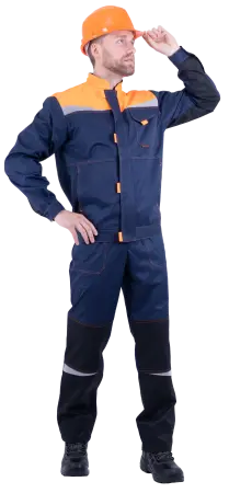 Костюм КМ-10 ЛЮКС с ПК (т.синий/оранжевый)