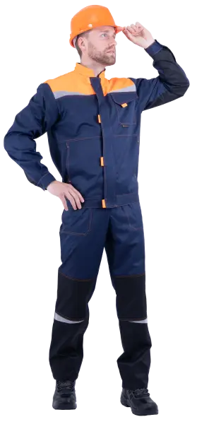 Костюм КМ-10 ЛЮКС с ПК (т.синий/оранжевый)