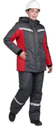Куртка ВИРАЖ НЕО женская зимняя (т.серый/красный)