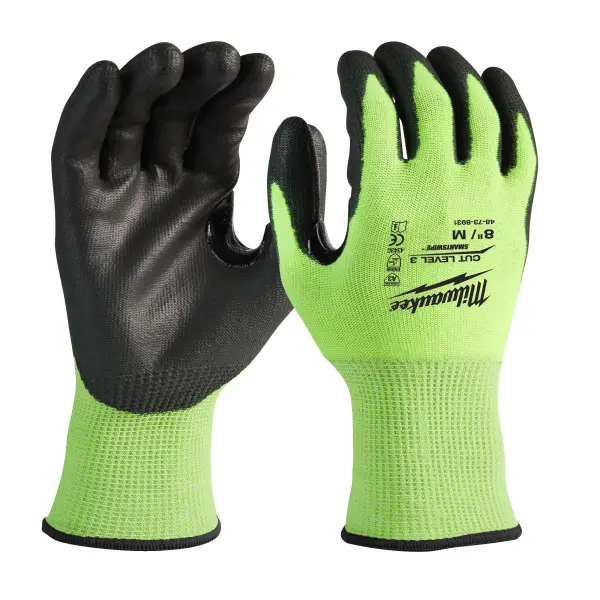 Перчатки HI-VIS CUT LEVEL c полиуретановым покрытием 3/C Перчатки HI-VIS CUT LEVEL c полиуретановым покрытием 3/C