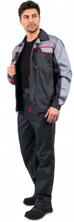 Костюм Фаворит-1 Премиум, брюки, т.серый/св.серый