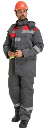 Костюм RONTA KS241 зимний с ПК (т.серый/красный)