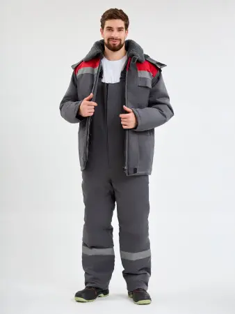 Костюм ТРУЖЕНИК-УЛЬТРА-2 СОП зимний с ПК (т.серый/красный)