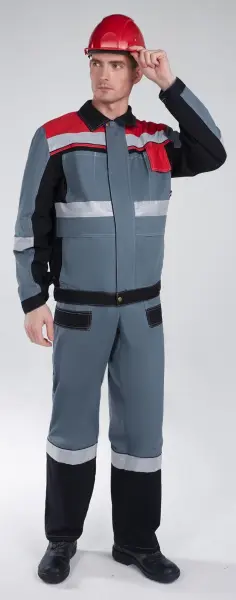 Костюм Виват-2 (тк.Саржа,250) п/к, серый/черный/красный Костюм Виват-2 (тк.Саржа,250) п/к, серый/черный/красный
