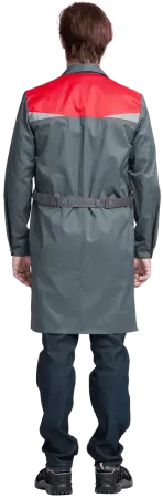 Халат КМ-10 ЛЮКС (серый/красный)