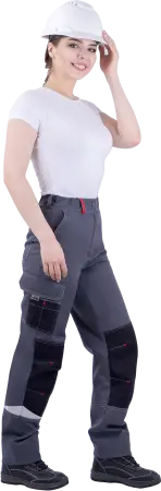 Брюки ТУРБО SAFETY женские (серый/чёрный/красный)
