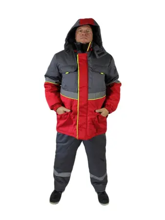 Куртка СЕВЕРНАЯ ШИРОТА зимняя (красный/серый)