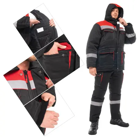 Костюм АНТЕЙ зимний с ПК (черный/красный)
