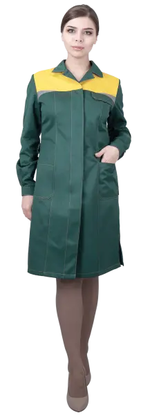 Халат КМ-10 ЛЮКС женский (зеленый/желтый)
