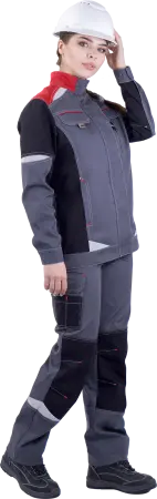 Куртка ТУРБО SAFETY женская (серый/чёрный/красный)