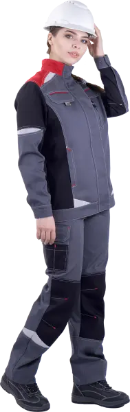 Куртка ТУРБО SAFETY женская (серый/чёрный/красный) Куртка ТУРБО SAFETY женская (серый/чёрный/красный)