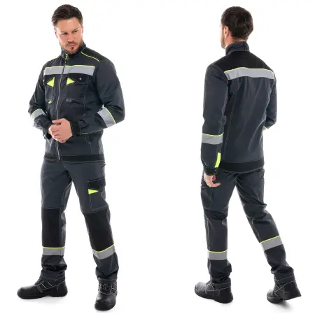 Костюм КОРВЕТ КОТТОН КП2 с КП (т.серый/черный/лимон)