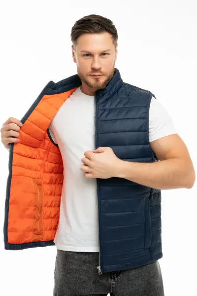 Жилет J-01 зимний (синий/оранжевый)