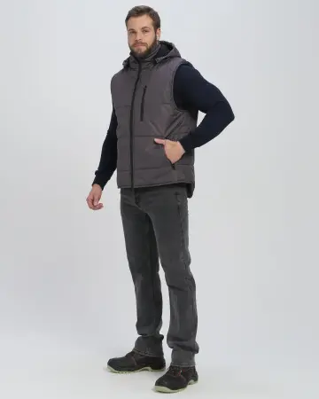 Жилет РЕСПЕКТ зимний с капюшоном (т.серый)