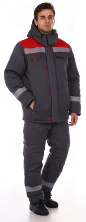 Костюм зимний с ПК (т.серый/красный)
