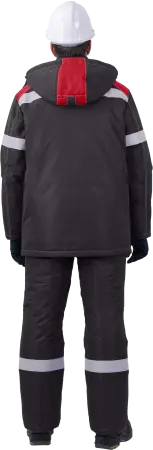 Костюм СТАРАТЕЛЬ зимний с БР (серый/красный)