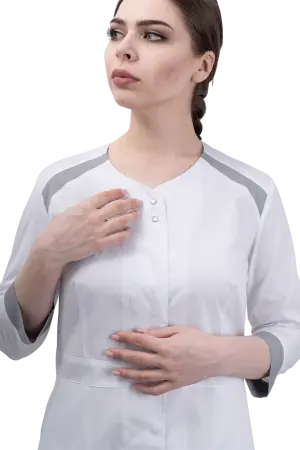 Халат МИРАЖ (белый/серый) женские медицинские