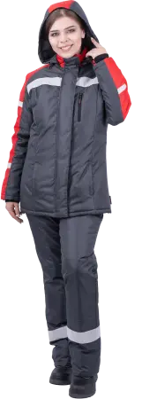 Костюм РОУД женский зимний с ПК (т.серый/красный)