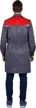 Халат КМ-10 ЛЮКС (серый/красный)