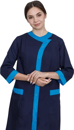 Халат САКУРА женский (т.синий/голубой)