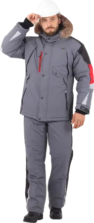 Куртка ХАЙ-ТЕК зимняя (серый/красный/черный)