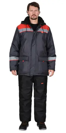 Куртка СИРИУС-БРИГАДИР зимняя (т.серый/красный)